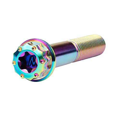 Image of Titanium Flange 12 Point Head M8 x15 20 25 30 35 40 45 50 55 60 65mm Screw Bolt Pack of 4 (M8x45mm, Rainbow)