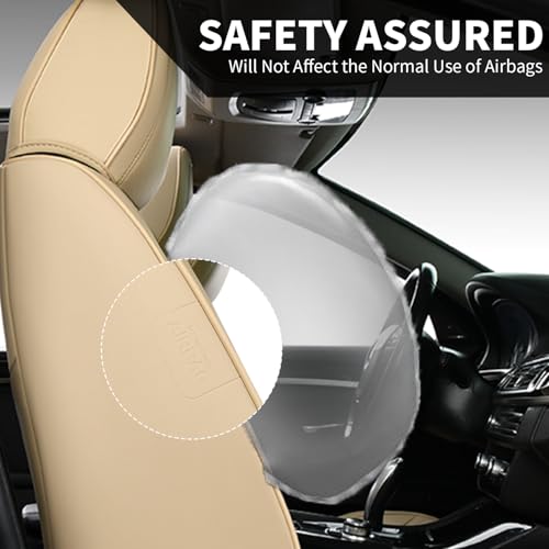 Image of FLORICH Front Seat Cover Car Seat Covers for Front Seats Waterproof Leather Truck Seat Cushion Protector Universal Fit for Most Cars Trucks SUV, Beige