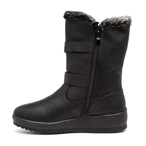 Softlites Womens Black Faux Fur Wide Fit Calf Boot - Image 5