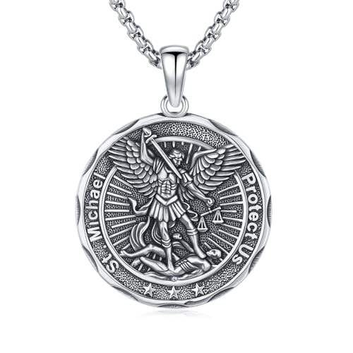 Collier Saint Michel en argent 925 pendentif religieux pour homme et femme