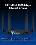 Cudy BE3600 Wi-Fi double bande 7 Routeur, vitesse de foudre, 2.5G Connectivité multi-gig, couverture d'Extrême-Eaching, lisse et stable, WR3600H