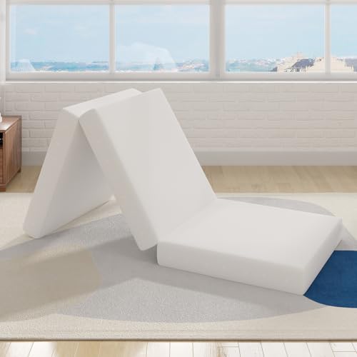 Avenco 4-Inch Trifold Mattress Topper Twin, Breathable Cover