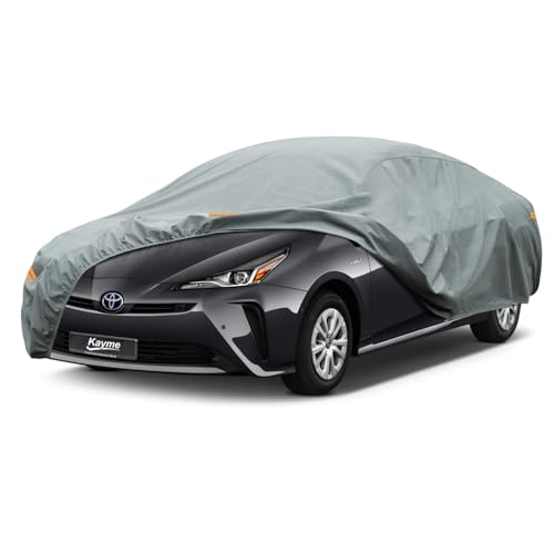 Kayme Heavy Duty Car Cover Custom Fit Toyota Prius Waterproof All Weather for Automobiles, Full Exterior Covers Sun Rain UV Protection.（Deliver About 3-10 Days）