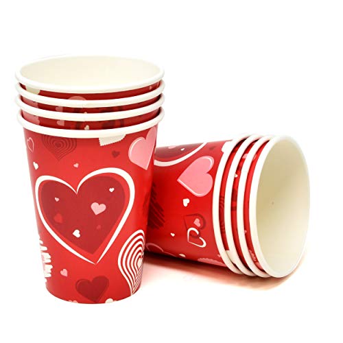 Valentines Day Party Supplies Tableware Set 24 9" Plates 24 7" Plate 24 9 Oz Cup 50 Lunch Napkins For Valentine's Holiday Heart Love Adult Teens Kids Parties Disposable Paper Goods Dinnerware Decor #TOP4