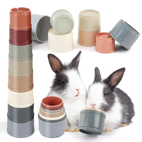 HIIMALEX 8-Pcs Bunny Toys Stacking Cups for Rabbit Foraging and P...