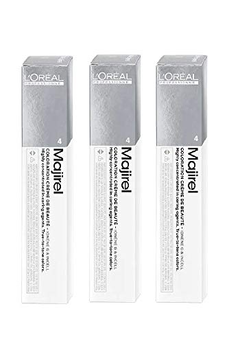 Loreal Majirel   Tinte para el pelo (3 unidades, 4 castaño medio)