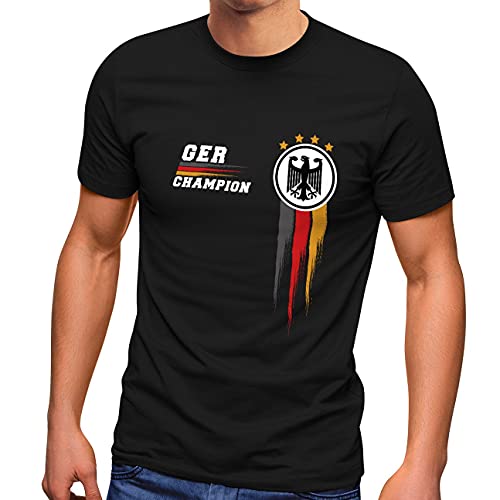 MoonWorks® Camiseta de fútbol de Alemania para hombre, camiseta de fútbol 2024, camiseta alemana Champion Germany, Germany Champion Negro, XL