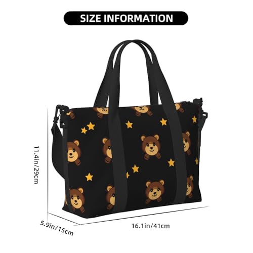 Travel Duffle Bag Cute Bear Pattern Weekender Overnight Bags Luggage Bag for Women Men Waterproof Sports Gym Bag Hand Bag with Shoulder Strap4
