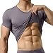 YUFEIDA Men's Sexy Underwear Shirts Short Sleeve T-Shirt Mesh Sheer Top Undershirt Sleepwear Dark Grey