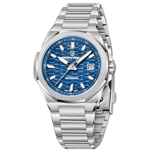 Pagani Design Watches for Men Miyota 8215 Movement 40mm Sapphire Glass 316L Stainless Steel Automatic Watch 100M Water Resistant Luminous Date Display