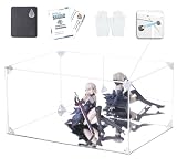 COOLTAKU フィギュアケース アクリル UVカット 台座ミラー 背面ミラー マグネット式 磁石付き 前扉 積み重ね強化 コレクションケース より堅固 組み立て式 アクリルケース ディスプレイケース 防汚れ 手袋 クリーニング クロス付き 内寸 (幅40×奥行30×高さ20cm, 台座ミラー＋背面ミラー)