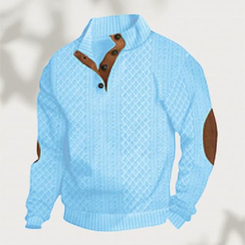 Dudlle Men's Cashmere Sweaters,Outdoor Casual Cable Knit Stand Long Sleeve Sweater,Vintage Pullover Collar Sweater2