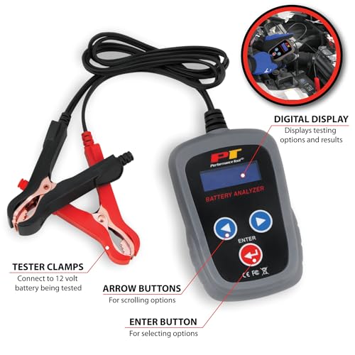 Image of Performance Tool W2998 Digital 12 Volt Portable Battery Analyzer (200-1200 Battery Types: LA, AGM, and Vrla), 1 Pack Black