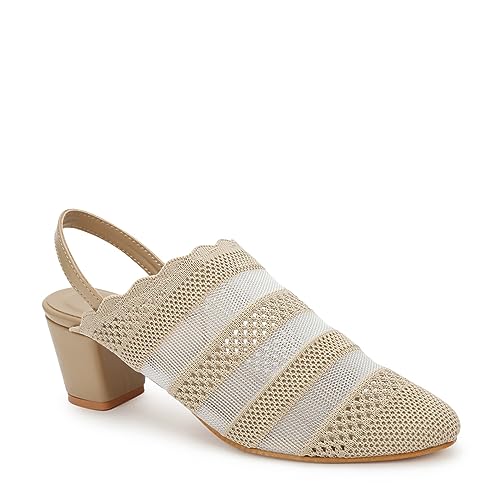 Image of Marc Loire Women's Knitted Round Toe Block Heel Mules for Casual and Formal Wear