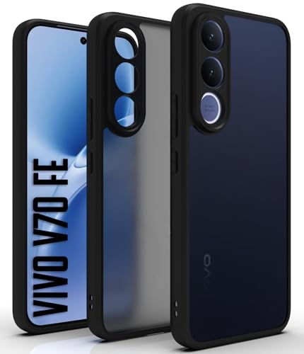 Image of RIGGEAR Shockproof Sleek Hybrid Armor Back Cover Case for Vivo V70 FE 5G (Smoke Black Matte PC + Black TPU Bumper)