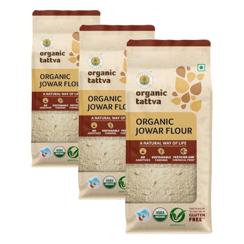 Image of Organic Tattva Jowar Atta - All Natural and Fresh Sorghum Flour (500g, Pouch) | Pure & Organic Jowar Flour for Healthy Cooking (Pack of 3)