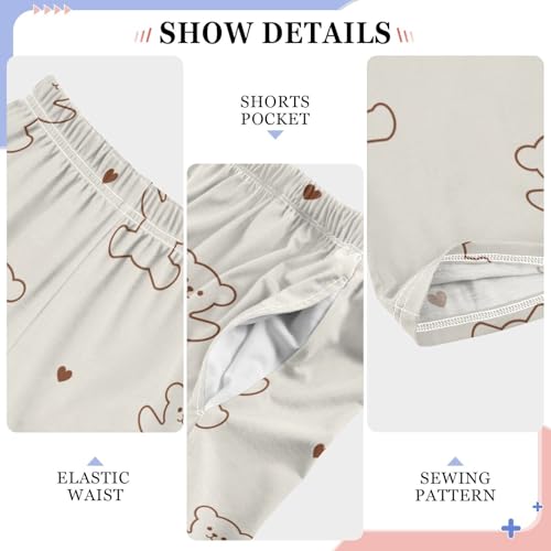 Cute Bear Line Boys Pants Boys Athletic Pants Long Pant for Boywith Pockets Wide-Leg Size 6-14Y4