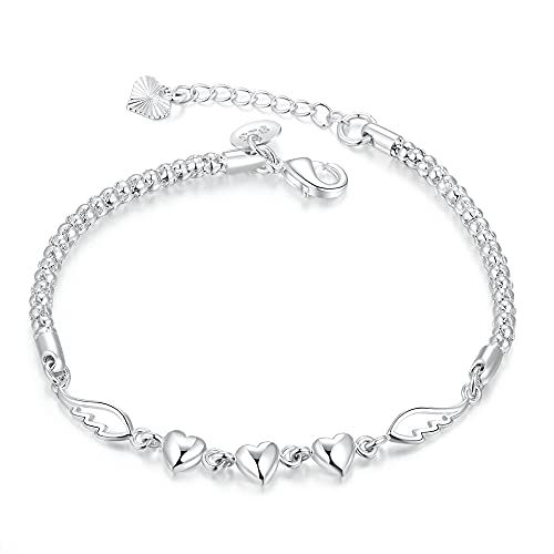 Bracelet de charme du coeur ajustable idée cadeau femme élégant avec chaine