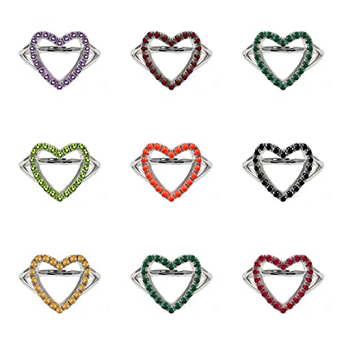 Choose Your Color Gemstone Heart Shape Ring Split Shank Engagement Proposal Chakra Healing Ring Latest Fashion Birthstone Minimalistic Jewelry for Her Available in Size:4,5,6,7,8,9,10,11,124