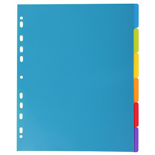 Exacompta - Réf. 3806E - Intercalaires en polypropylène rigide semi-opaques avec 6 onglets neutres Campus - Page d'indexation imprimable - Format à classer...