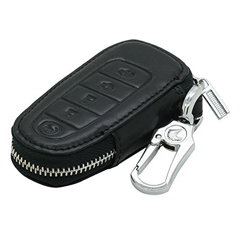 Artist Unknown Genuine Cow Leather Zipper Bag Holder for FORD LINCOLN Smart Remote Key Black 5 Button