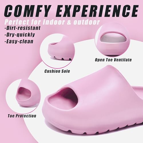 Image of Cloud Slides for Women,EVA Soft House Slippers Unisex,Open Toe Thick Sole Shower Shoes,Mens Slides Indoor & Outdoor