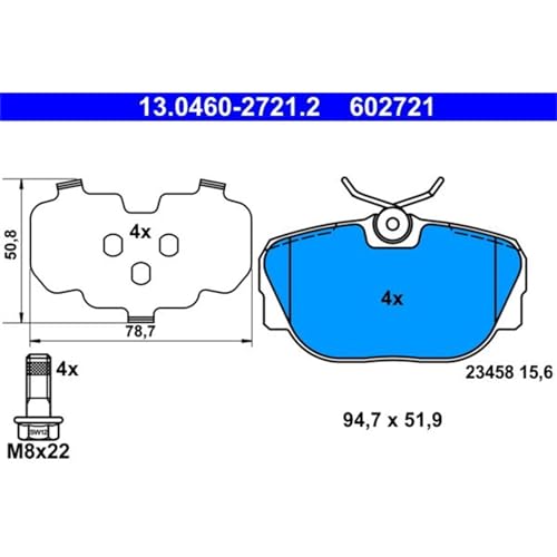 Kit Pastiglie Freno, Freno A Disco Ate 13.0460-2721.2 - 2
