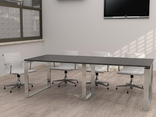 Miniatura 2 de Duófic Mesa De Reuniones, Conferencias Y Oficinas. Estructura Metálica Con Marco Cerrado Color Cromado 240x100 . Fabricado En España. Envio A Toda La Península. Roble Azabache