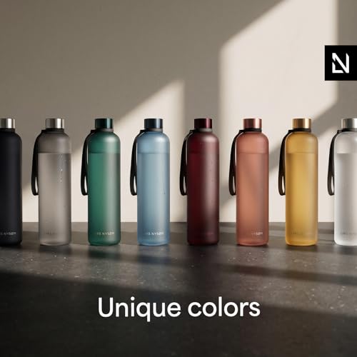 Image of LARS NYSOM Water Bottle 34oz | Drinking Bottle 1 Liter | Ultralight Tritan Sports Flask leak-proof | Ideal for sports, office, yoga | 2 lids included (Ash Gray, 33.9oz)