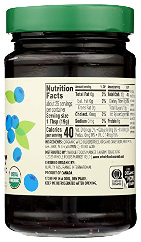 Image of 365 by Whole Foods Market, Organic Wild Blueberry Fruit Spread, 17 Ounce (Pack of 2)