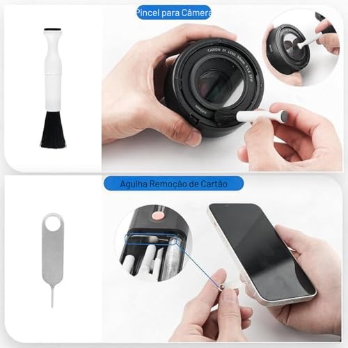 Kit de Limpeza Multifuncional 10 em 1 com Escova de Limpeza para Teclado, Notebook, PC e Fones de Ou