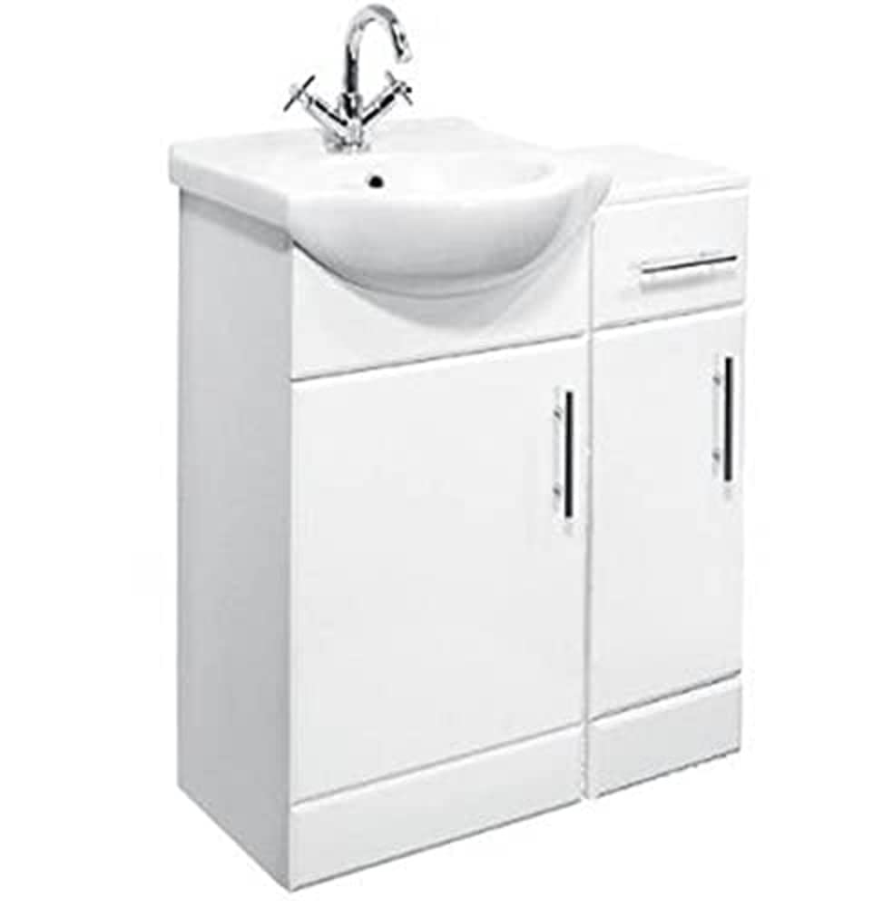 VeeBath Linx Bathroom Furniture Combination Set with Vanity Basin Cabinet & Cupboard Storage Unit - Bundle 6 (700mm)