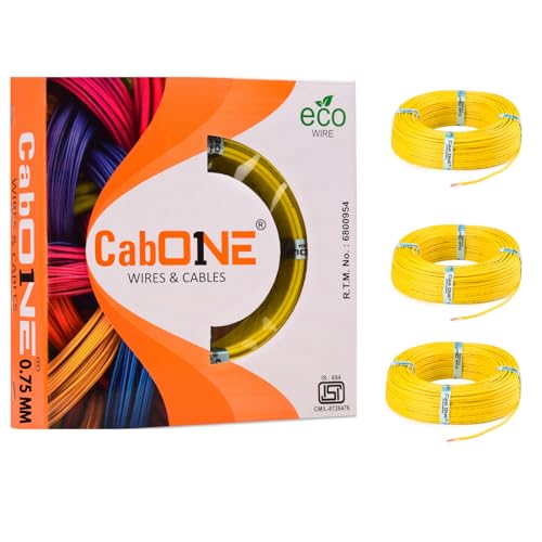 Image of CabONE Pack of 3 Electrical Wire 0.75mm | 90 Meter Single Core CCA Copper Cable | Heat Resistant No-Drip PVC Insulation | High Current Carrying Capacity House Wire