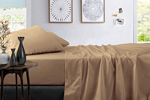Image of BEVI Bedsheet for Double Bed 300 TC Flat Bedsheet with 2 Pillow Covers Size-(90 inchx95 inch) Camlin