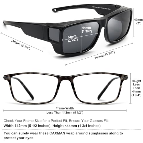 CAXMAN Fit Over Glasses Sunglasses Polarized Wrap Around Sunglasses with Side Window Shields for Full Protection4
