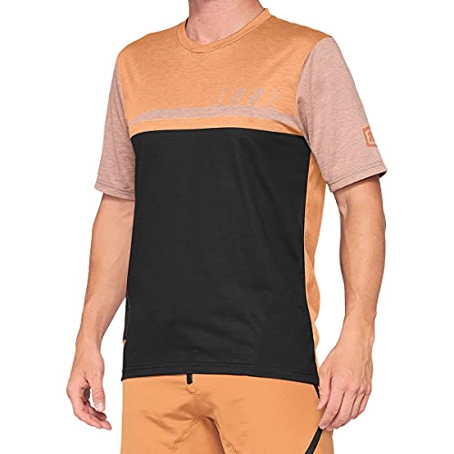 Maillot VTT 100% Airmatic pull caramel et noir en taille SM pour le freeride