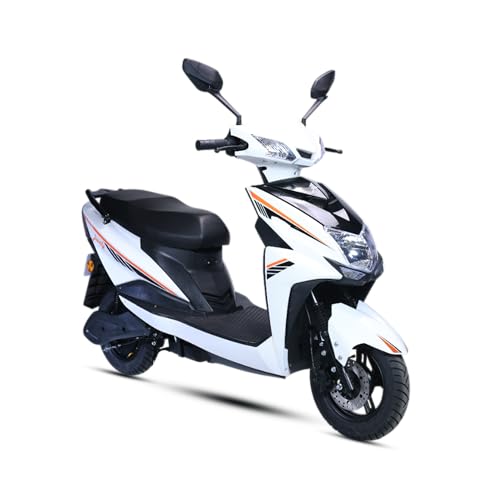Image of AMO Electric Scooter Single Light Lithium Battery 60-70 Km Range Low Speed with Portable Charger Non RTO in White