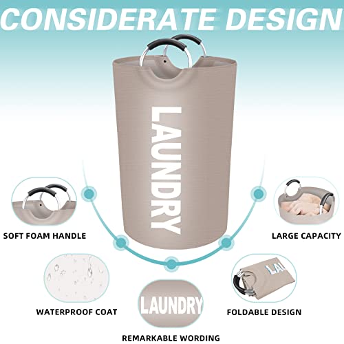 Storageright 115L Large Laundry Basket, Laundry Hamper, Dirty Clothes Hamper For Laundry, Collapsible, Waterproof Laundry Baskets With Foam Protected Aluminum Handles For Laundry, Dorm, Family (Khaki) #TOP2
