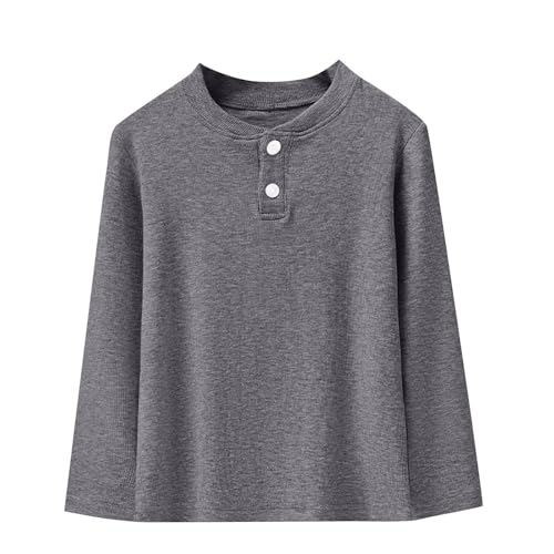 Girls Layer Undershirts Long Sleeve Round Neck Henley Shirts with Button Casual Classic Fall Winter Warm Pullover Top
