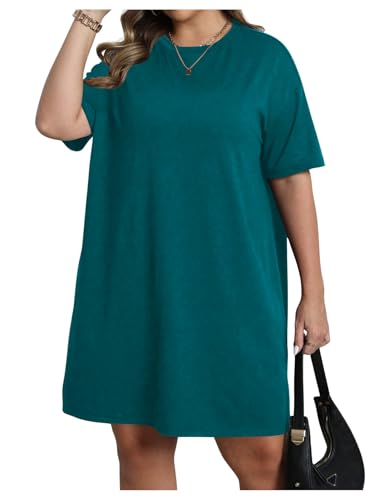 Image of SOLY HUX Women's Plus Size T Shirt Dress Half Sleeve Crewneck Loose Summer Dresses