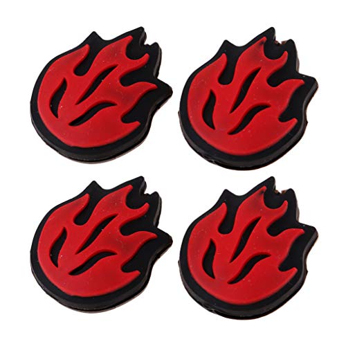 Kesoto 4 Pieces Durable Silicone Tennis Racket Vibration Dampeners Shockproof Dampers - Flame Fire Pattern, Red