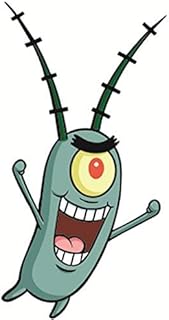 4 Inch Plankton Chum Bucket Spongebob Squarepants Removable Peel Self Stick Adhesive Vinyl Decorative Wall Decal Sticker Art Kids Room Home Decor Girl Boy Children Bedroom Nursery Baby 2 x 4 Inch
