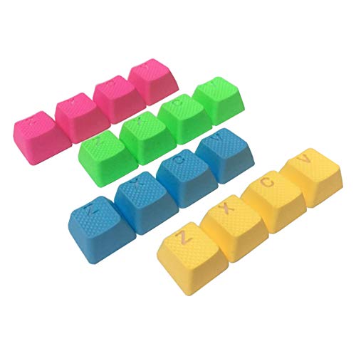 Rubber Gaming Backlit Keycaps Set - 4 Keys For Z, X, C, V, Cherry Mx Mechanical Keyboards Compatible Oem (Neon Blue) #TOP3