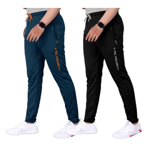 Tee Projekt Lycra Combo Soild & Zippered Pockets Style Regular Fit Track Pant for Men Jogger, Gym Wear, Yoga