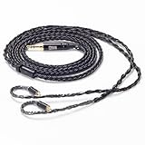 QZXYHYN 16 Core IEM Cable, 3.5MM Plug Silver-Plated Copper Headphone Upgrade Cable for TIN Audio T2 Pro T3 Shure SE215 SE535(Black, MMCX 3.5MM)