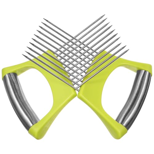 Artibetter 2pcs Cortador y Soporte de Cebolla de Acero Inoxidable miniatura 1