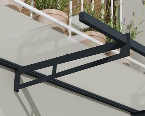 Canopia by Palram Vordach für Haustür Bremen 1500 Pultvordach 150 x 94 cm Grau Sonnenschutz Haustürvordach inkl. Regenrinne