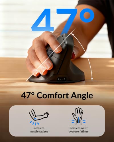 Image of Keychron M5 Wireless Ergonomic Mouse, Compact Vertical Mice with Thumb Wheel, Silent Clicks, 2.4 GHz /Bluetooth /Wired Rechargeable, Customizable Buttons, for Laptop macOS /Windows - Black | 47 ergonomic grip, PixArt 3311 sensor, Up to 12K DPI, 2.4 GHz /Bluetooth /USB-C, Programmable Buttons for Laptop macOS /Windows
