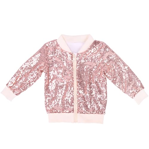 Betadog Girls Sequin Jacket Long Sleeve Notched Lapel Button Down Suit Coat with Pockets, Jackets For Kids