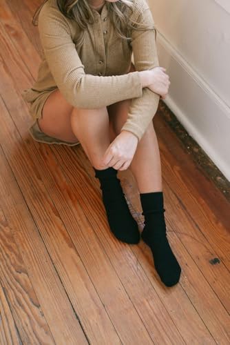 Image of MELUSA Wool Cashmere Socks for Women, Super Soft Warm Cozy Winter Gift Crew Socks